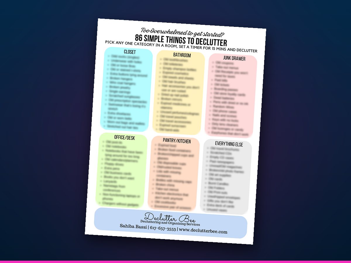 Cover of the 86 Simple Things to Declutter checklist